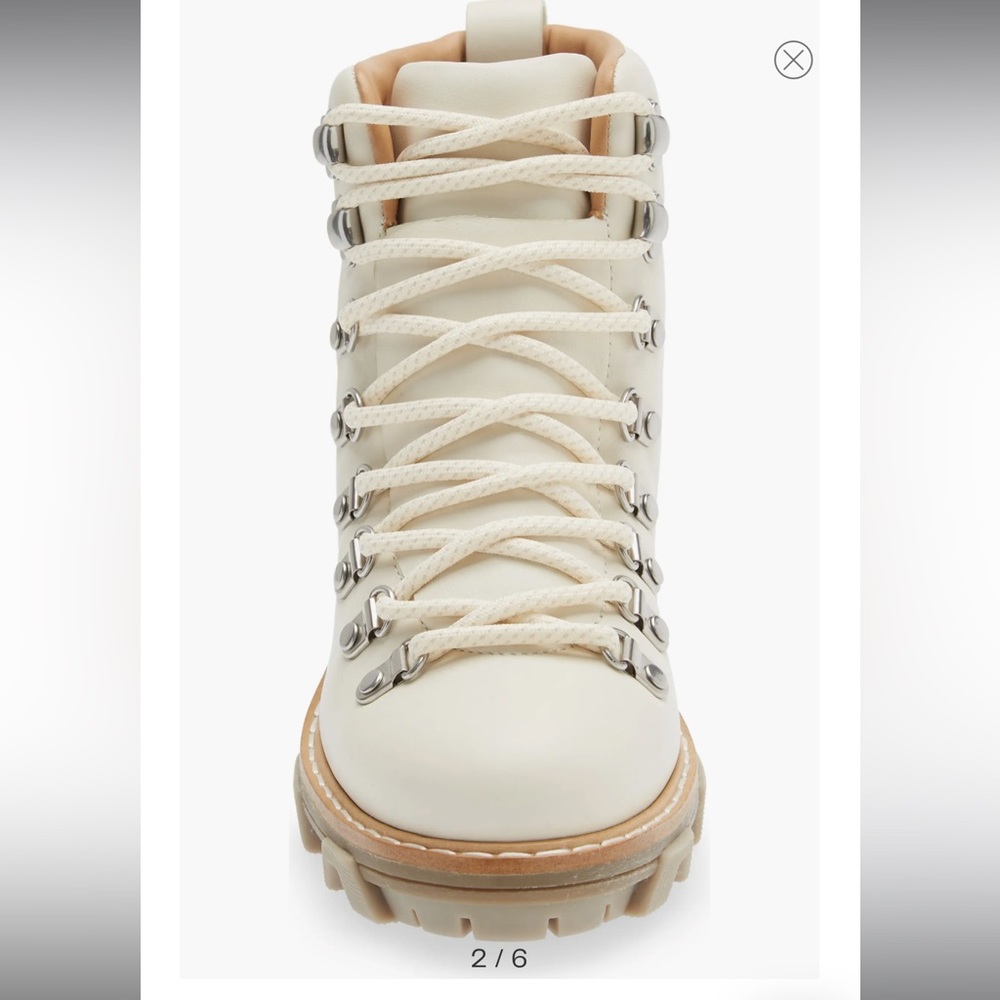 Rag & Bone Shiloh Hiking Booties Boots 9 39 NWT Lace up Cream Leather Box Lug - Picture 7 of 15